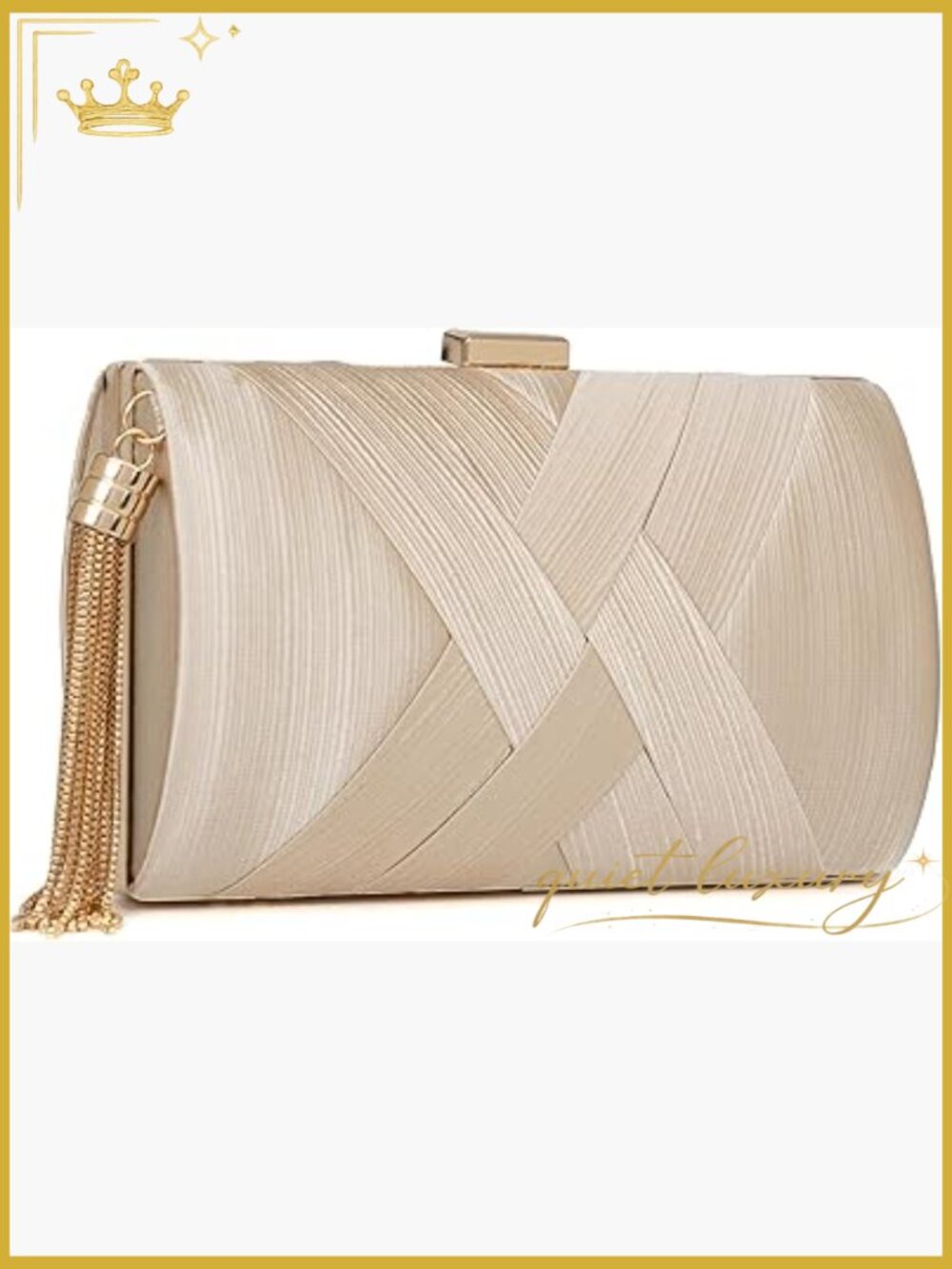 Evening Clutch Purse with Tassel and Removable Chain Straps for Formal Events